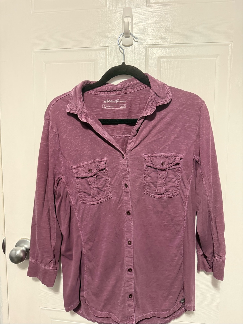 Eddie Bauer Womenz Washed Mauve Button-Down Shirt